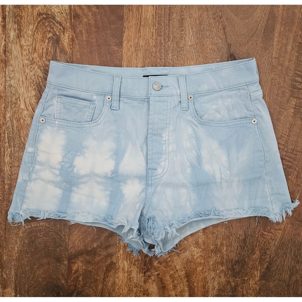 7 For All Mankind Monroe Cut Off Shorts Womens 27 Blue Light Wash Frayed